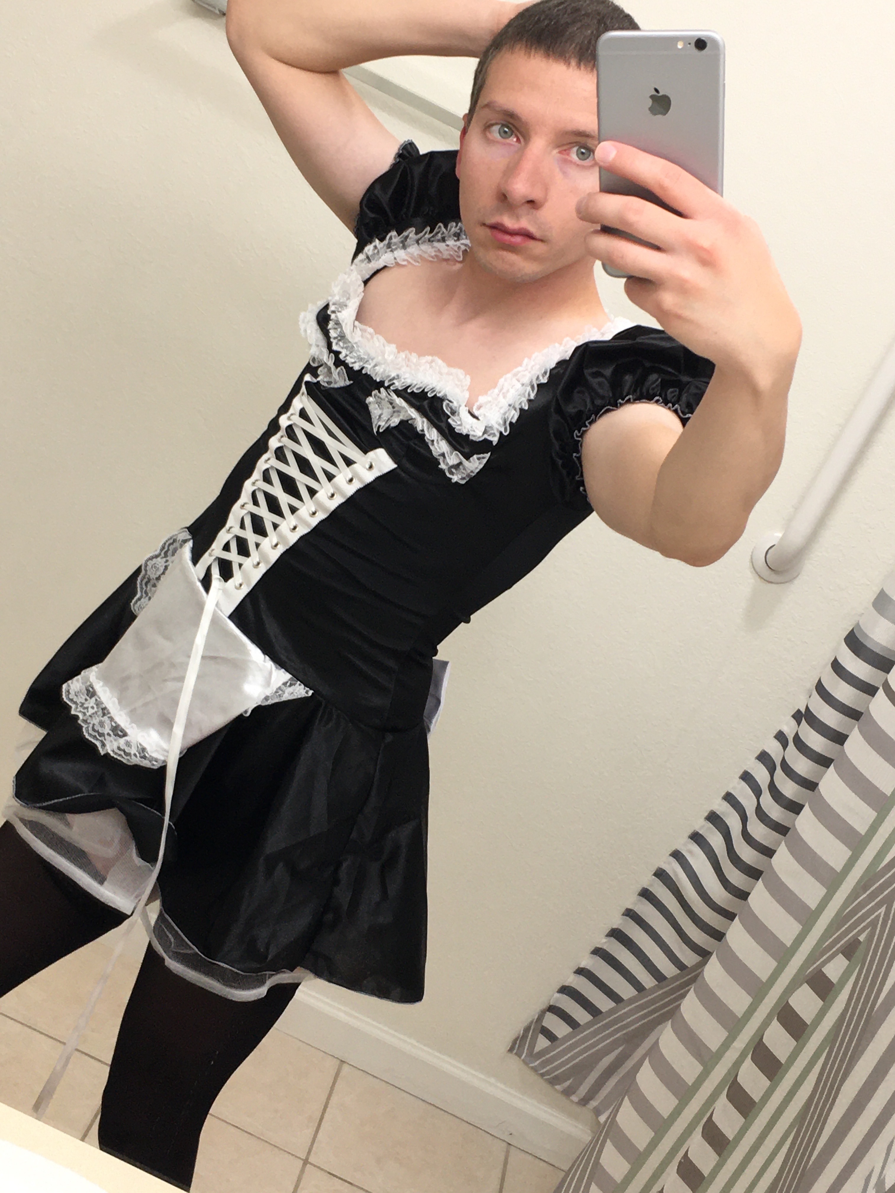 Brian wearing a french maid dress (7/7)